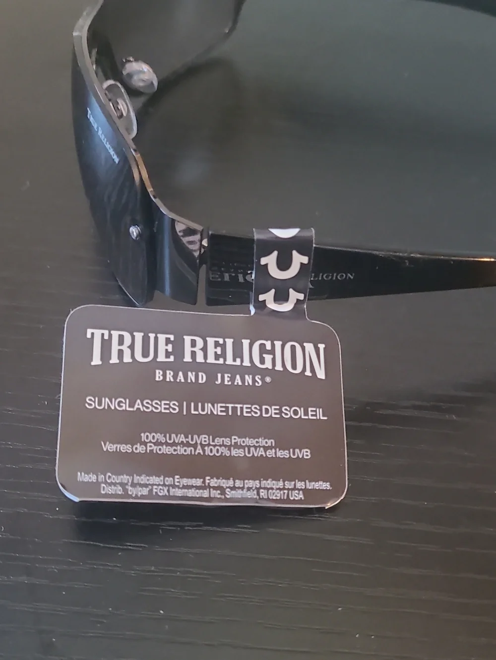 True Religion Black Shield Sunglasses with Smoke Lenses